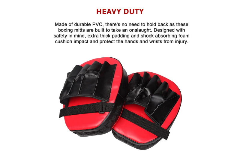 2 x Thai Boxing Punch Focus Gloves Kit Training Red & Black