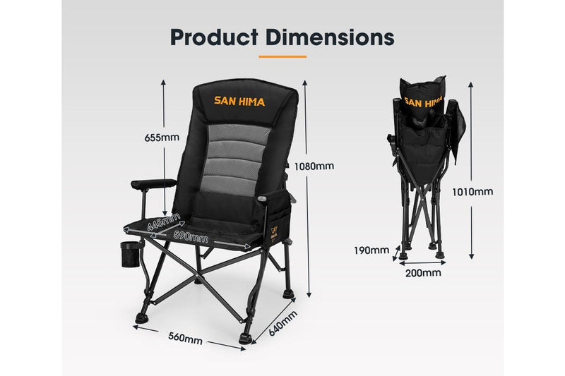 San Hima Folding Camping Chair Outdoor Portable Thick Padding With Storage Bag