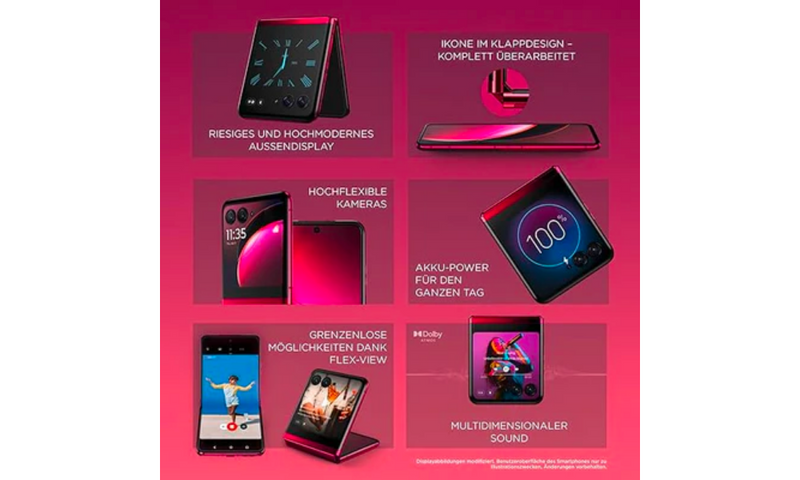 Motorola razr 40 Ultra 5G 256GB Storage + 8GB RAM - 6.9"/3.6" FHD Display - Dual SIM (Nano SIM + eSIM) Unlocked Android 13 Flip Phone - UK/EU Version (Viva Magenta)
