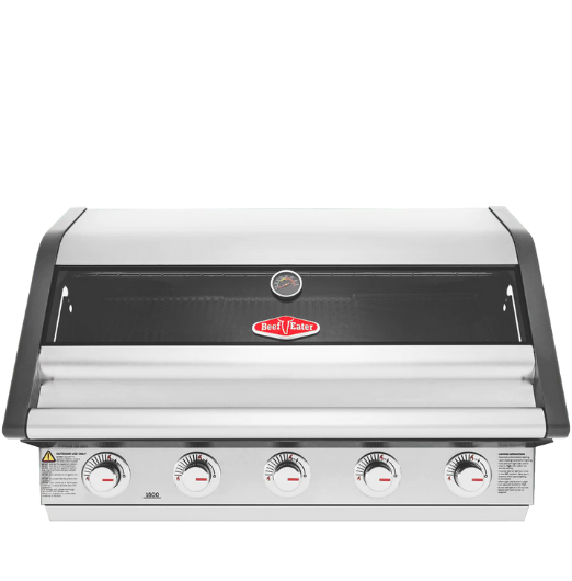BeefEater 1600 Series Stainless Steel 5 Burner Built In BBQ w/ Cast Iron Burners & Grills - Body only