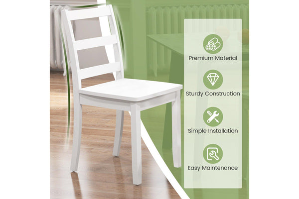 Giantex 2PCS Wood Dining Chairs Armless Chairs w/Non-slip Food Pads Kitchen Side Chair White