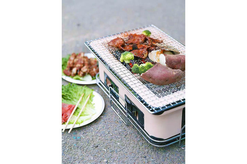 Portable Hibachi Tabletop Grill Dual Charcoal BBQ Chambers