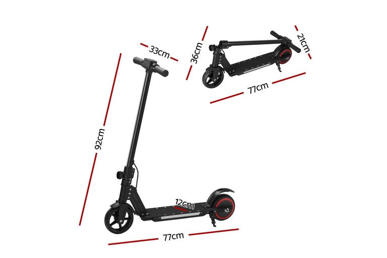 Electric Scooter 130W 16KM/H LED Light Folding Portable Riding Commuter Black