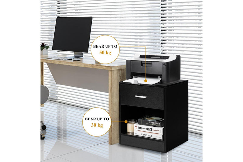 Giantex Nightstand Bedside Table w/Drawer & Open Shelf Modern End Table Black