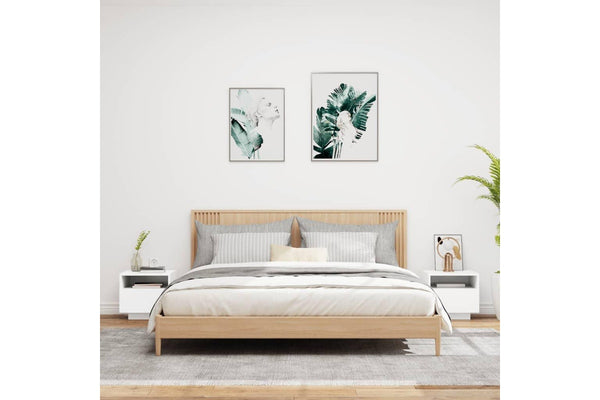 Bedside Cabinets With Led Lights 2 Pcs White 40X39x37 Cm Bedside Tables