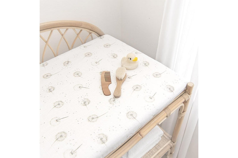 Living Textiles Organic Cotton Muslin Newborn Baby Change Pad Cover Dandelion