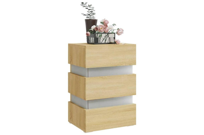 Led Bedside Cabinet 45X35x67 Cm Engineered Wood Bedside Tables