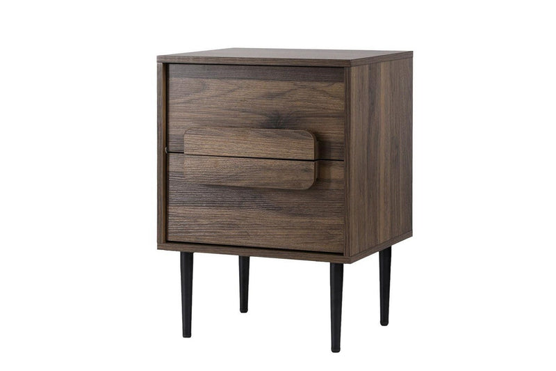Artiss Bedside Table Nightstand 2 Drawers - Walnut
