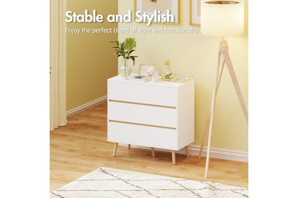 Advwin 3 Chest Of Drawers Lowboy Dresser Wooden Storage Cabinet White