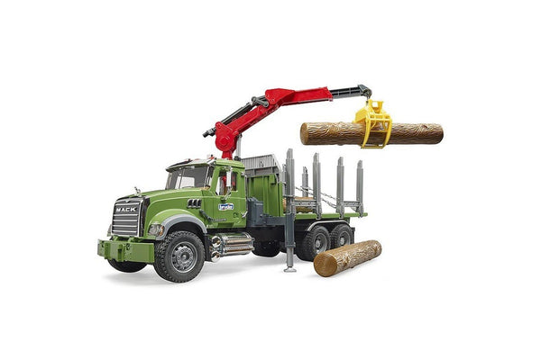 Bruder 1:16 MACK Granite Timber Truck w Loading Crane Logs Kids Vehicle Toy 4y+