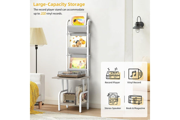 Vinyl Record Storage Stand - Holds up to 200 Albums - Turntable Cabinet Organizer