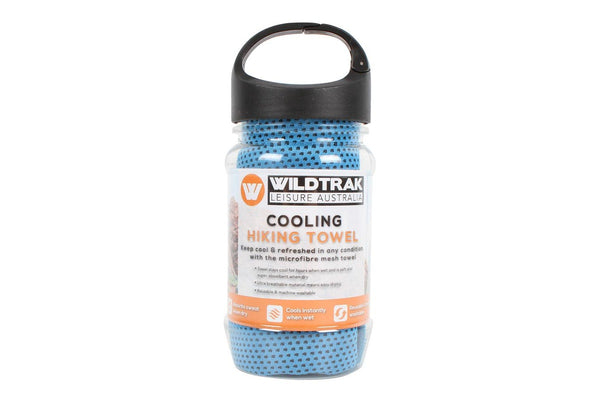 2x Wildtrak 102x30cm Cooling Towel Rectangle w Holder Outdoor Camping Assorted