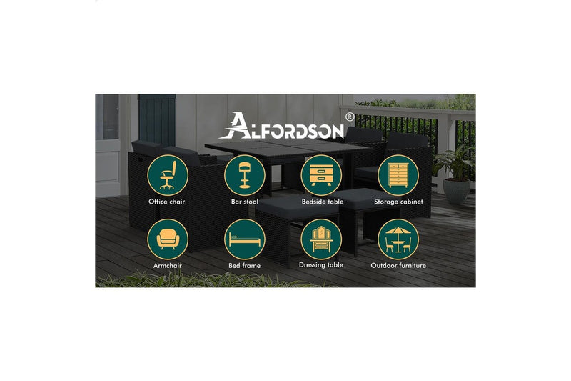 ALFORDSON Outdoor Dining Set 9 PCS Table Chairs Patio Lounge Wicker Furniture