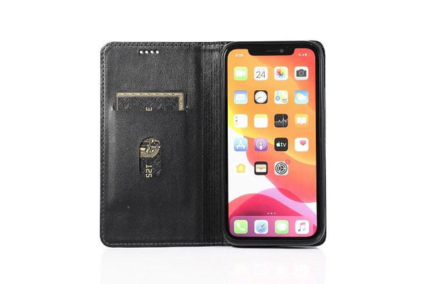 For Apple iPhone XR Case SupRShield Luxury Wallet Leather Flip Magnetic Stand Case Cover (Black)