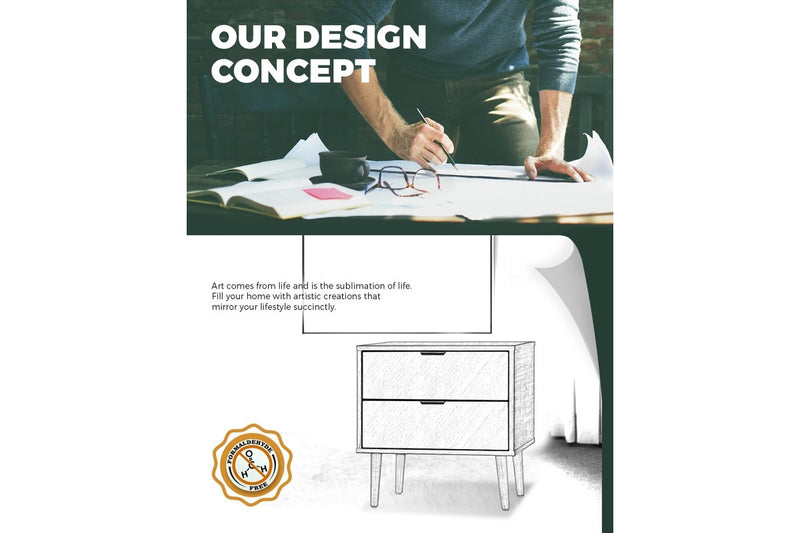 Oikiture Bedside Tables Set of 2 Side Table