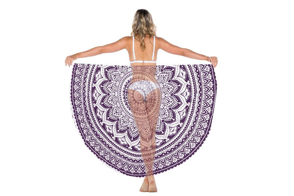 TODO Luxury Edition Chiffon Digital Print Beach Throw Yoga Purple Boho