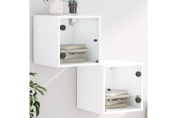 Bedside Cabinets with Glass Doors 2 pcs White 35x37x35 cm vidaXL
