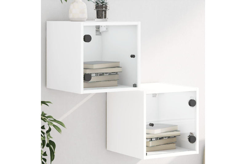 Bedside Cabinets with Glass Doors 2 pcs White 35x37x35 cm vidaXL