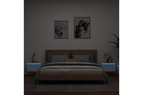 Wall-mounted Bedside Cabinets with LED Lights 2 pcs White vidaXL