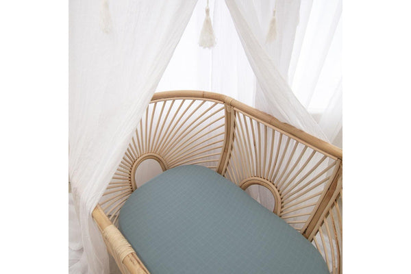 2pc Living Textiles Organic Muslin Co-Sleeper Cradle Fitted Sheet Leaf Teal