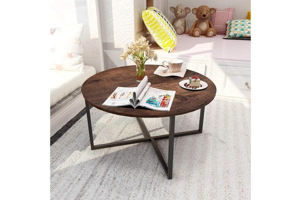 Modern Round Coffee Table for Living Room - Easy Assembly, Durable Metal Frame