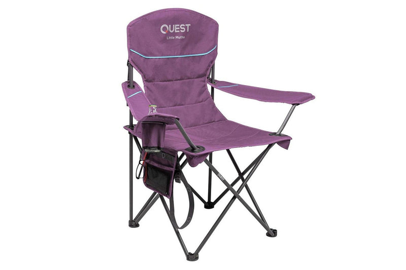 2x Quest Outdoors Steel Frame Polyester Little Mutha Folding Camp Chair Purple