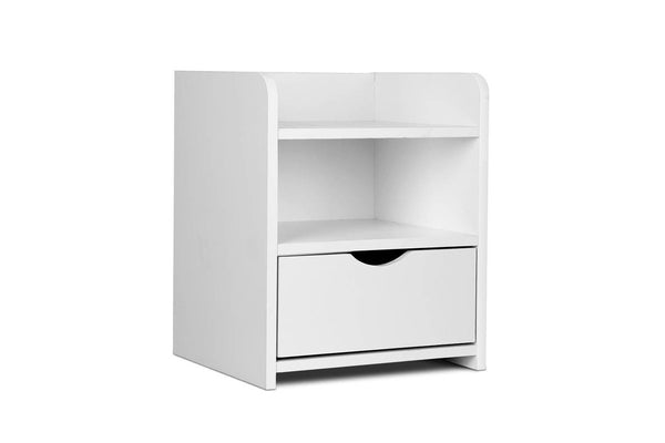 Artiss Bedside Table 1 Drawer with Shelf - FARA White