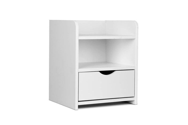 Artiss Bedside Table 1 Drawer with Shelf - FARA White