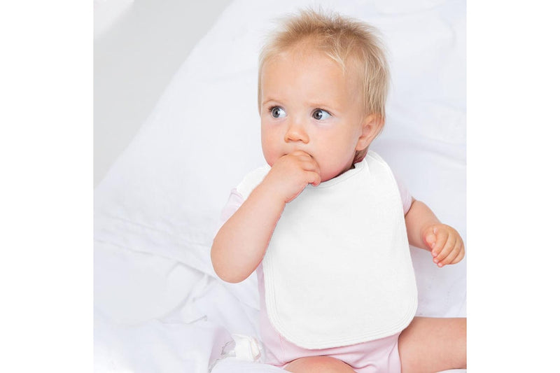 Larkwood Baby Unisex Plain & Contrast Bib (White) (One Size)