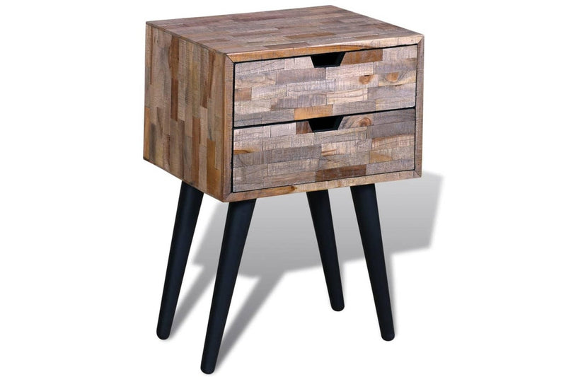 Nightstand With 2 Drawers Reclaimed Teak Wood Bedside Tables