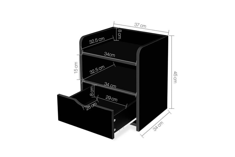 Artiss Bedside Table 1 Drawer with Shelf - FARA Black