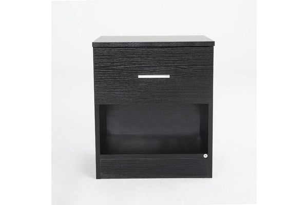 2X Bedside Table Side Storage Cabinet Nightstand Bedroom 1 Drawer Shelf Ella Black Bedside Tables