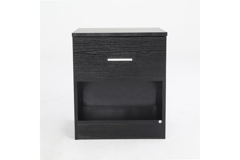 2X Bedside Table Side Storage Cabinet Nightstand Bedroom 1 Drawer Shelf Ella Black Bedside Tables