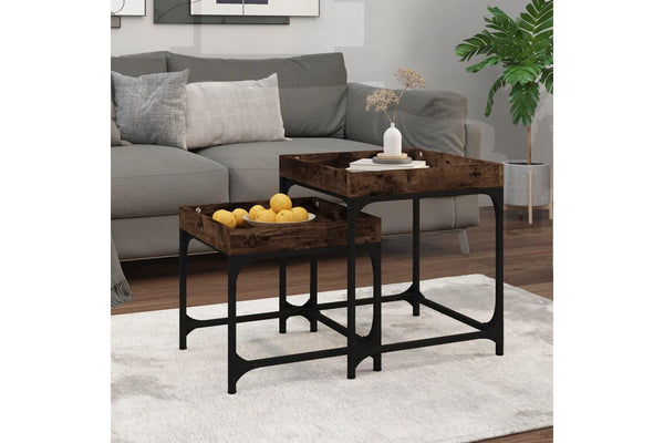 Side Tables 2 pcs Smoked Oak Engineered Wood vidaXL