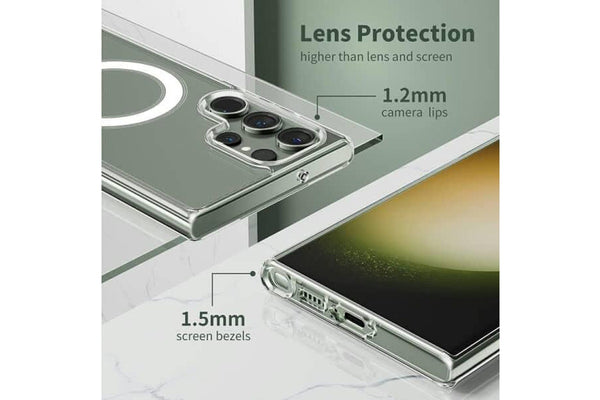 For Samsung Galaxy S24 Ultra MagSafe Magnetic Case with HaloLock Shockproof Military Grade Protection Scratch Resistant Back Clear Protective Cover