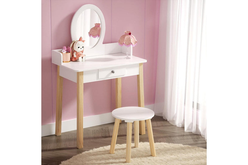 Keezi Kids Dressing Table Chair Set Wooden Leg Vanity Makeup Drawer Mirror Kids Dressing Tables