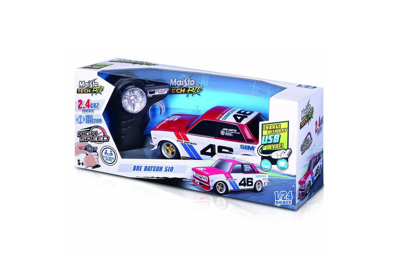 Maisto Tech 1:24 RC Car BRE Datsun 510 2.4Ghz & USB w Remote Control Kids Toy 5+