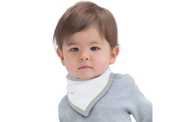 Babybugz Baby Plain Bandana Bib (White/Heather Grey) (One Size)