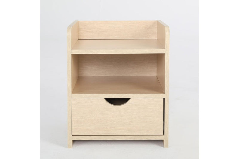 2X Bedside Table Side Storage Cabinet Nightstand Bedroom 1 Drawer Shelf Lark Oak Bedside Tables