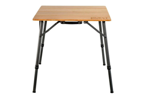 Quest 70cm Square Bamboo Table Outdoor Portable Camping Desk w Carry Bag Small