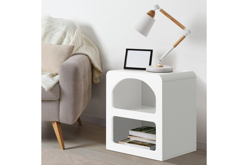 Oikiture Bedside Tables Set of 2 Display Shelf White