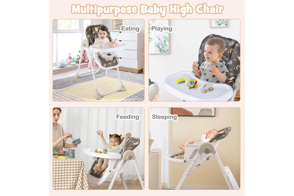Costway Foldable Highchair w/Soft Cushion, 5-Point Harness Black