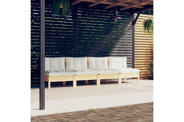 4-Seater Garden Sofa with Cream Cushions Solid Pinewood vidaXL