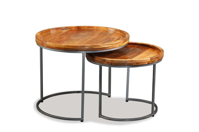 Side Table Set 2 Pieces Solid Mango Wood vidaXL