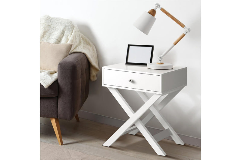 Oikiture 2PCS Bedside Table Drawer Side Table White Storage Cabinet
