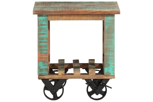 Side Table with Wheels 40x40x42 cm Solid Wood Reclaimed vidaXL