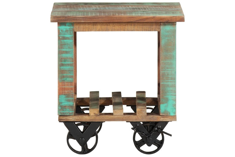 Side Table with Wheels 40x40x42 cm Solid Wood Reclaimed vidaXL