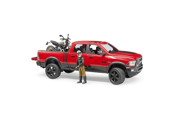Bruder 1:16 RAM 2500 40cm Power Wagon w Ducati Desert Sled Toy Vehicle Kids 4y+