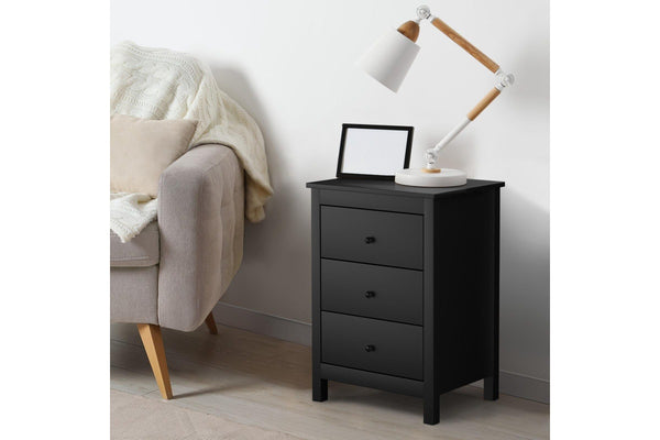 Oikiture Bedside Tables Set of 2 Nightstands Black