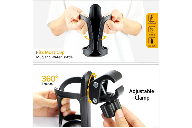 2x Stroller Cup Holders Universal Drinks Holder for Bikes Trolleys Walkers